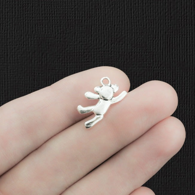 5 breloques de ton argent antique ours en peluche 2 faces - SC1063