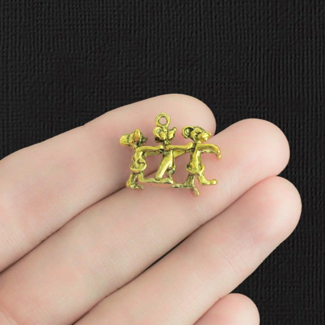 5 Three Blind Mice Antique Gold Tone Charms 3D - GC150