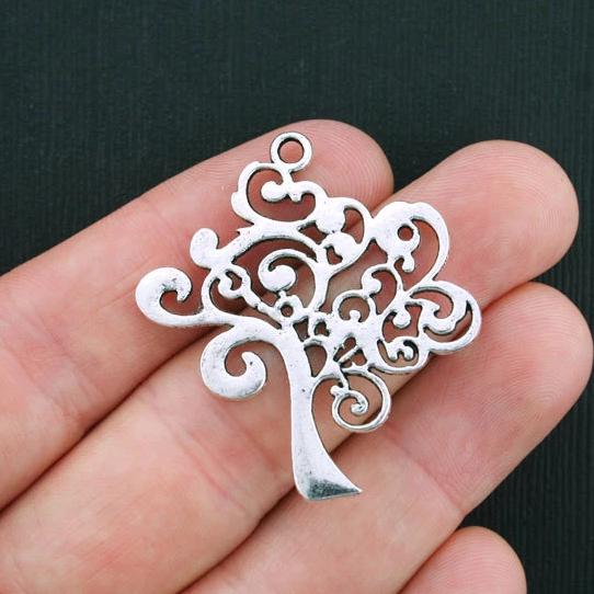 5 breloques argentées antiques d'arbre - SC3465