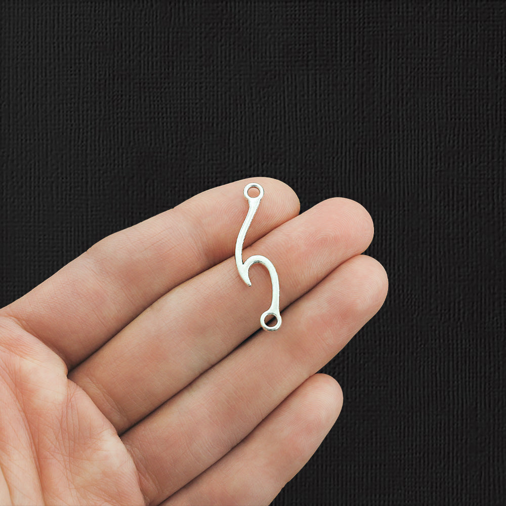 5 Wave Connector Silver Tone Charms 2 Sided - SC1843