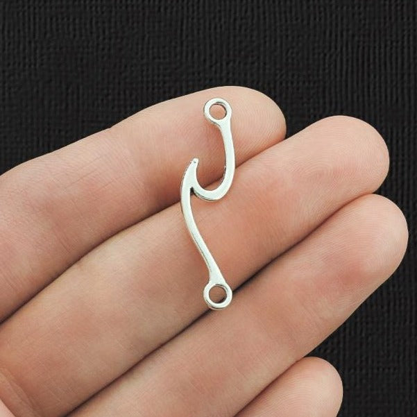 5 Wave Connector Silver Tone Charms 2 Sided - SC1843