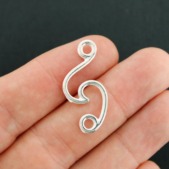 5 Wave Connector Silver Tone Charms 2 Sided - SC7826