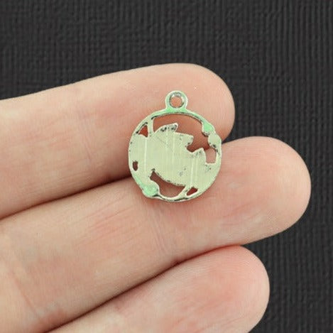 5 breloques en émail doré feuille de mauvaises herbes avec strass incrustés - E959