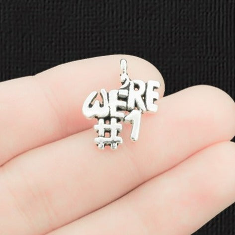 5 We're #1 Antique Silver Tone Charms - SC587