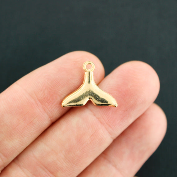 5 Whale Tail Gold Plated Enamel Charms - E662