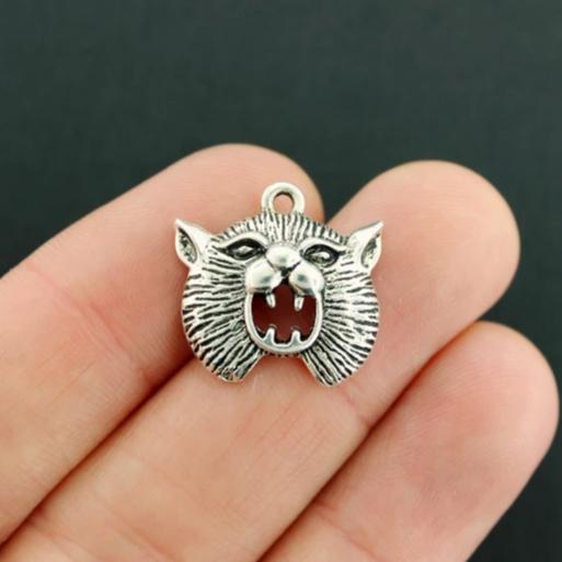 5 Wildcat Antique Silver Tone Charms - SC7931