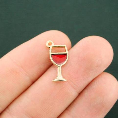 5 breloques en émail doré antique pour verre à vin - GC281