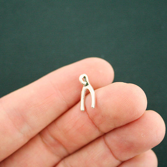 5 Wishbone Antique Silver Tone Charms - SC7034