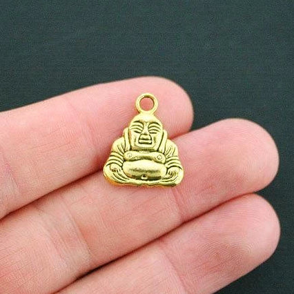 SALE 5 Buddha Antique Gold Tone Charms 2 Sided - GC035