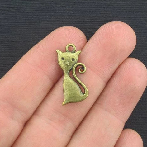 5 Cat Antique Bronze Tone Charms - BC316