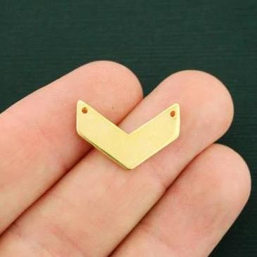 5 Chevron Connector Gold Tone Charms 2 Sided - GC1209
