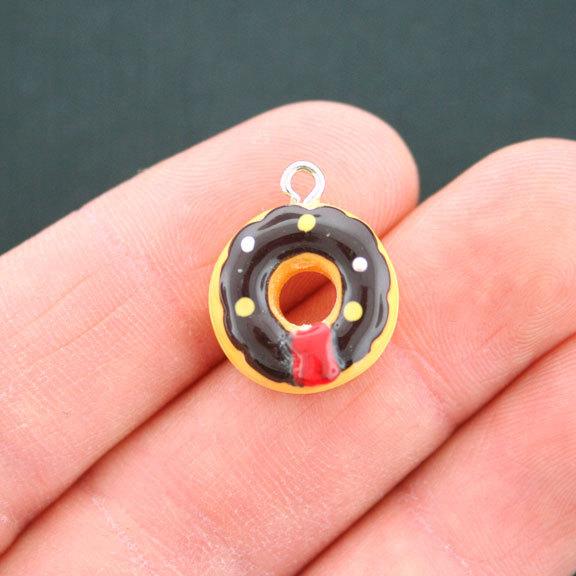 5 Chocolate Donut Resin Charms 3D - E231