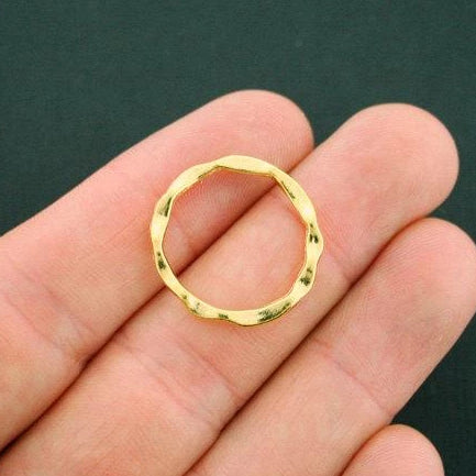 5 Linking Ring Antique Gold Tone Charms 2 Sided - GC775