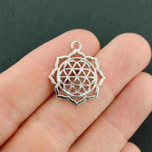 5 Flower of Life Silver Tone Charms - SC2531