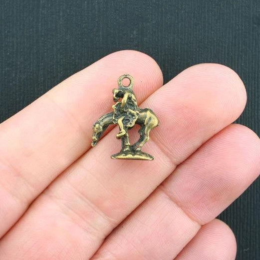 5 Horse and Rider Antique Bronze Tone Charms 3D - BC1002