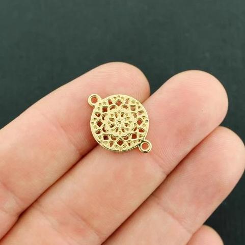5 Mandala Connector Gold Tone Charms 2 Sided - GC1334