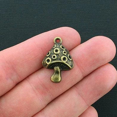 5 Mushroom Antique Bronze Tone Charms - BC1256