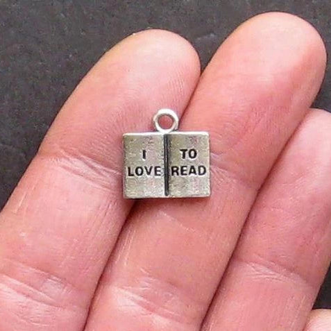 5 I Love To Read Antique Silver Tone Charms - SC1245