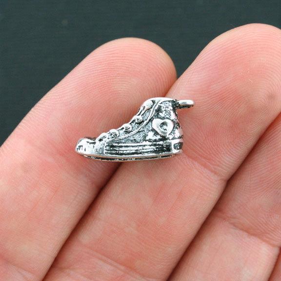 5 Running Shoe Antique Silver Tone Charms 3D - SC4192