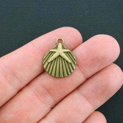 SALE 5 Shell Antique Bronze Tone Charms - BC1332