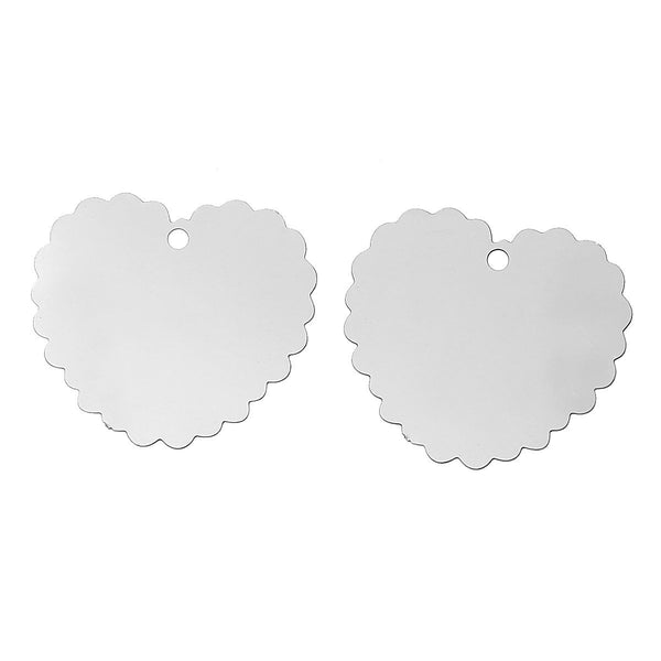 SALE Heart Scalloped Stamping Blanks - Stainless Steel - 23mm x 21mm - 5 Tags - MT241