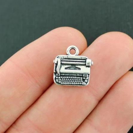 5 Typewriter Antique Silver Tone Charms - SC1202
