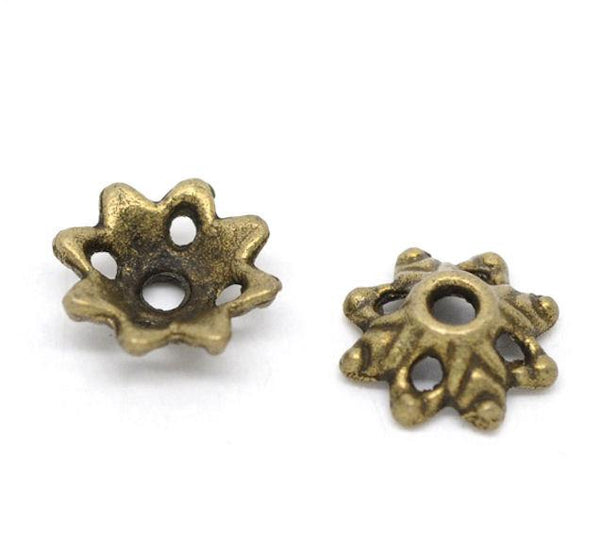 Capuchons de perles de ton bronze antique - 8 mm x 3 mm - 50 pièces - BC360