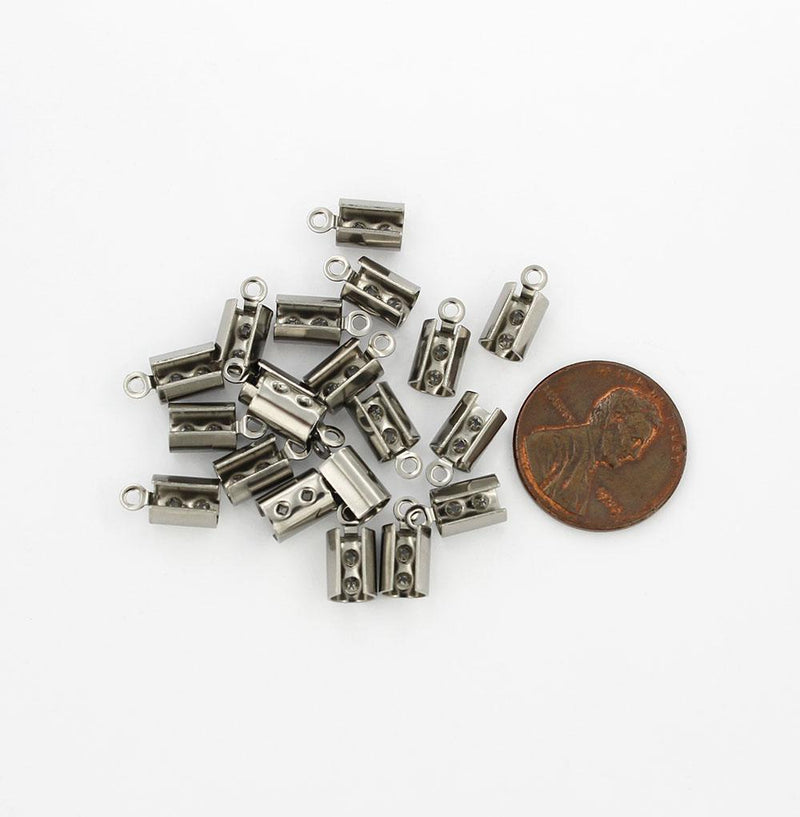 Embout de cordon en acier inoxydable - 11 mm x 5,5 mm - 50 pièces - FD125