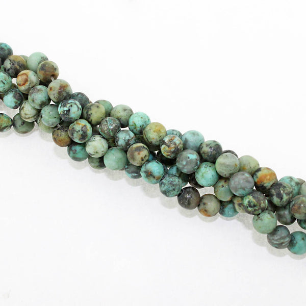 Round Natural African Turquoise Beads 4mm - Frosted Earth Tones - 50 Beads - BD1122