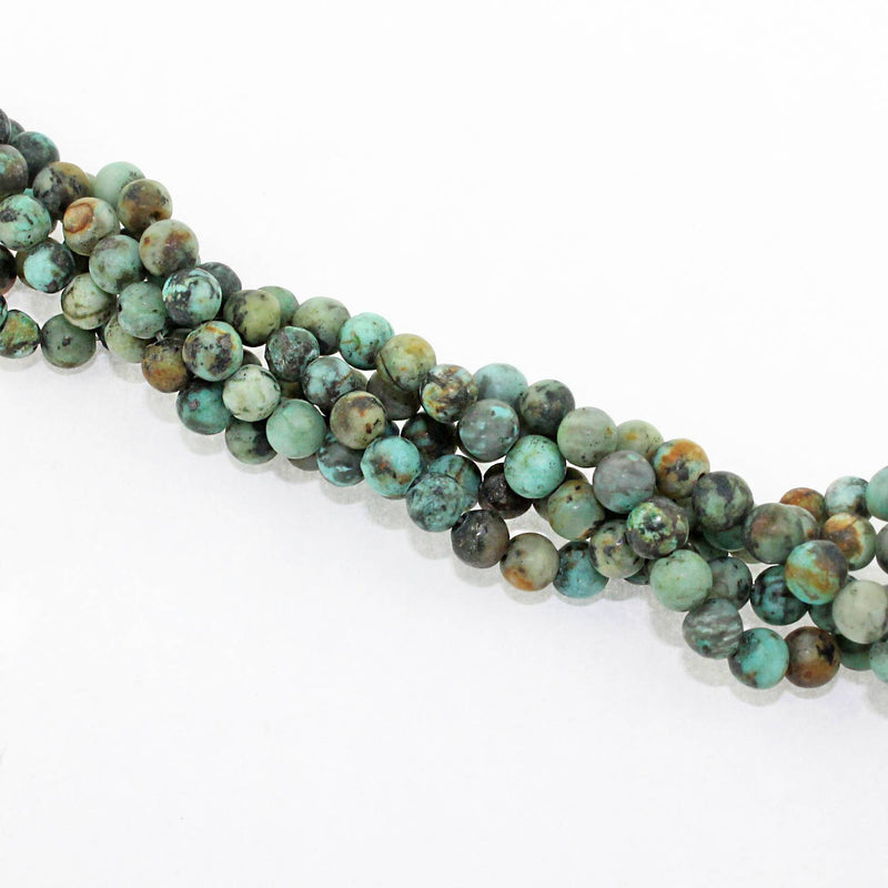Perles rondes de turquoise africaine naturelle 4mm - Tons de terre givrés - 50 perles - BD1122
