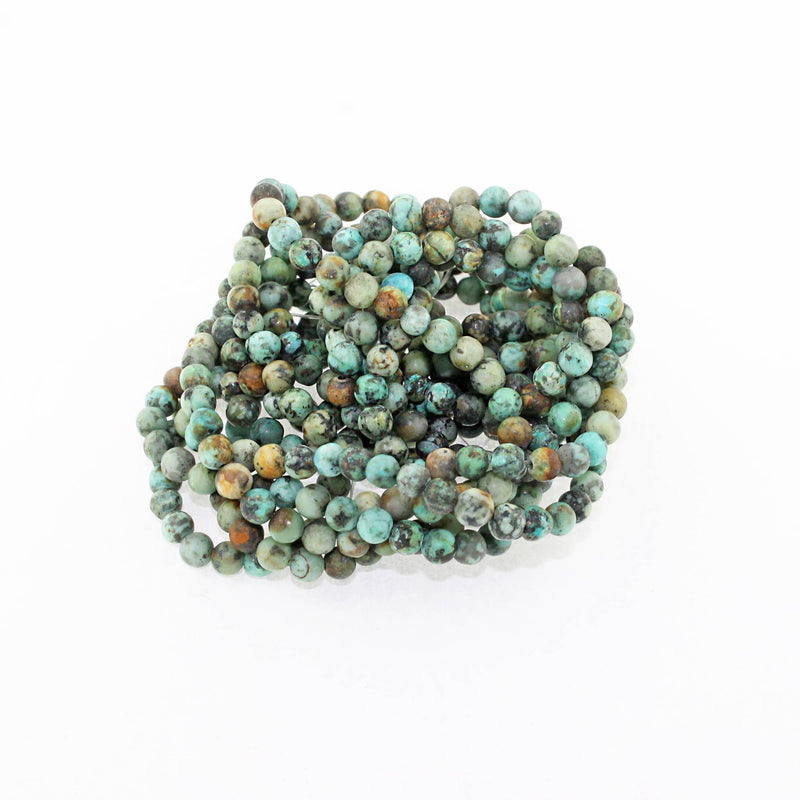 Perles rondes de turquoise africaine naturelle 4mm - Tons de terre givrés - 50 perles - BD1122
