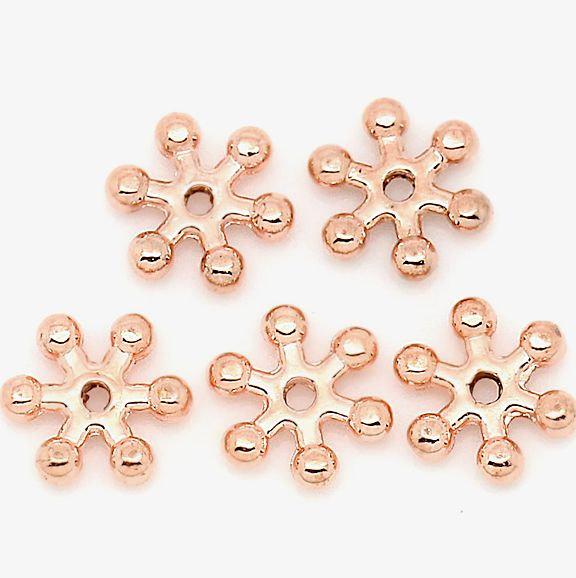 Perles espaceurs fleur 8mm x 7mm - ton or rose - 50 perles - GC212