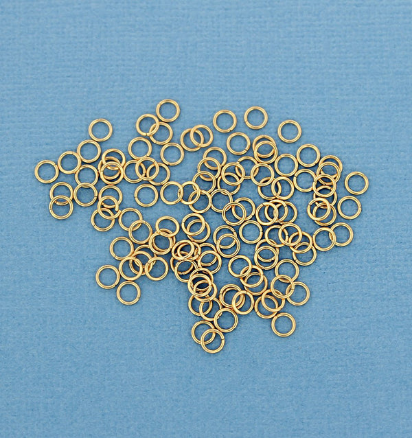 Gold Stainless Steel Jump Rings 4mm x 0.6mm - Open 23 Gauge - 50 Rings - SS033