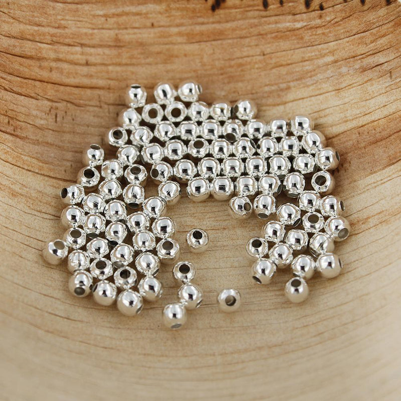 Perles intercalaires rondes 4mm x 4mm - ton argent - 500 perles - FD232