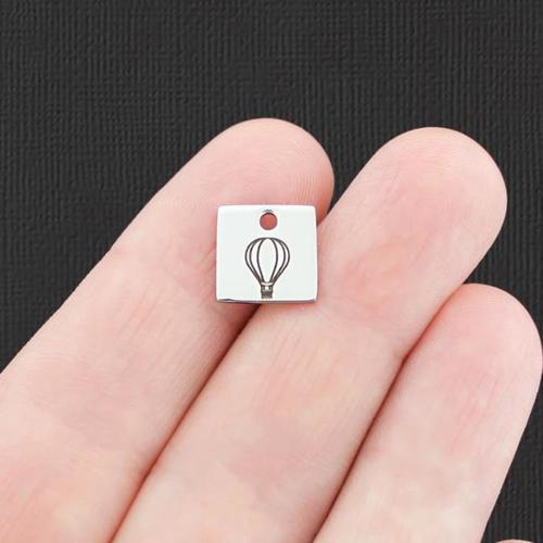 Hot Air Balloon Stainless Steel Small Square Charms - BFS014-5005