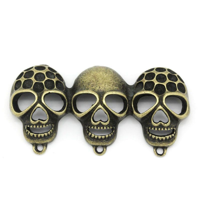 SALE 2 Skull Connector Antique Bronze Tone Charms - BC822