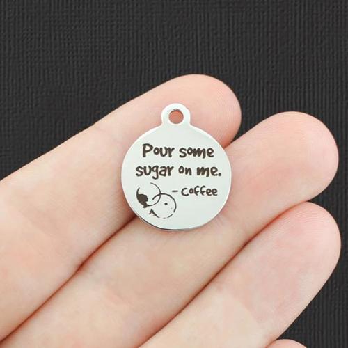 Coffee Stainless Steel Charms - Pour some sugar on me - BFS001-5019