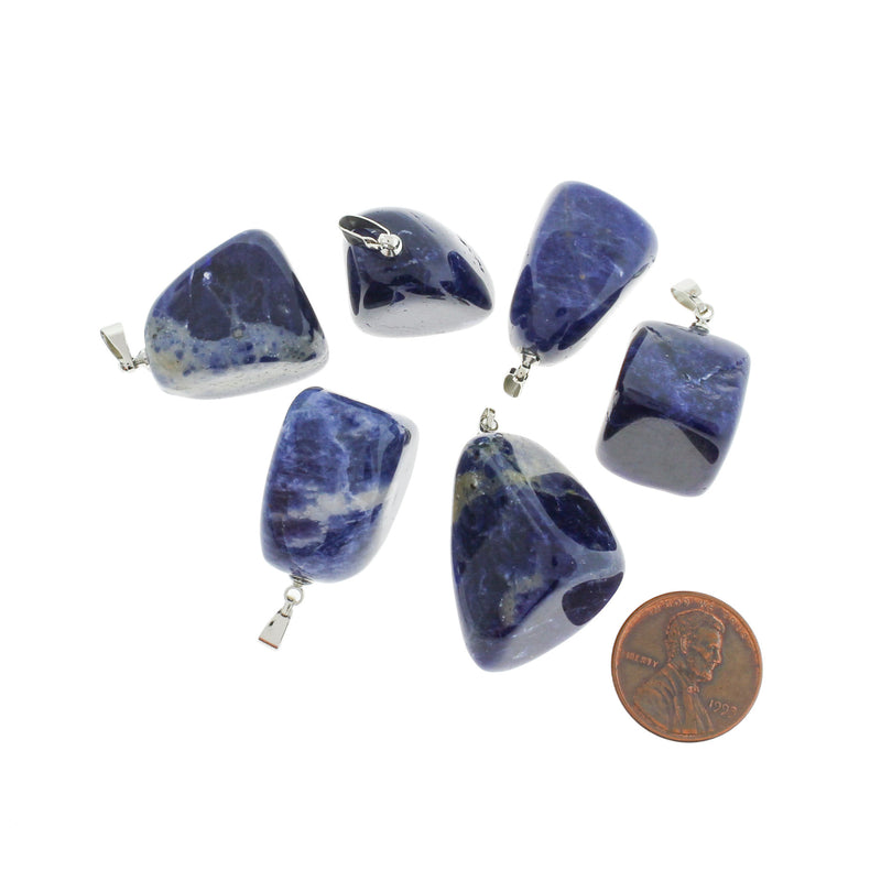 2 Natural Sodalite Gemstone Pendants 3D - GEM135