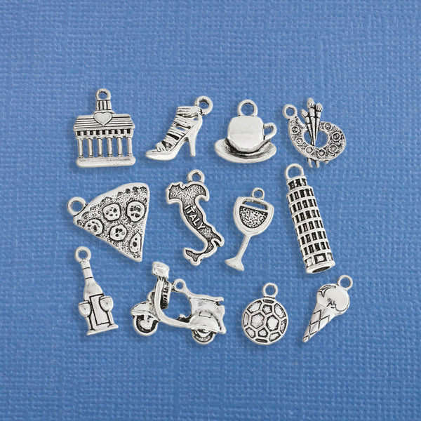 Italy Charm Collection Antique Silver Tone 12 Different Charms - COL185