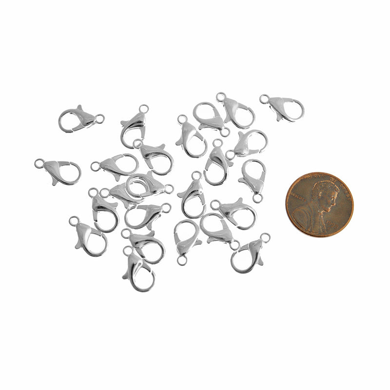 Silver Tone Lobster Clasps 12mm x 6.5mm - 50 Clasps - FF221