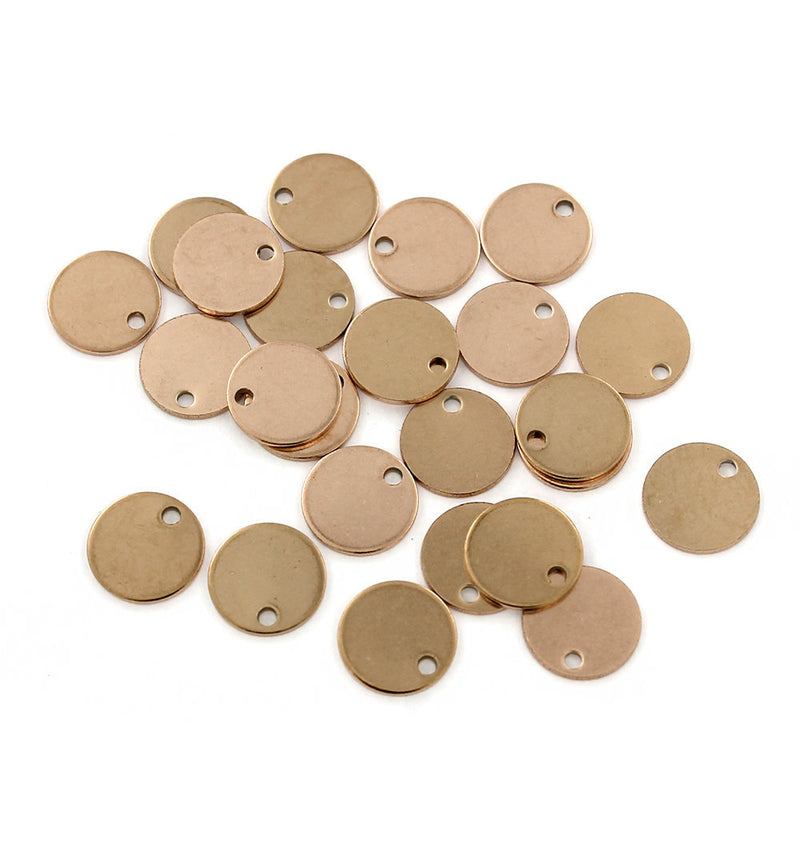 Circle Stamping Blanks - Rose Gold Stainless Steel - 12mm - 4 Tags - MT626