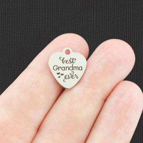 Breloques petit cœur en acier inoxydable Best Grandma Ever - BFS012-5087