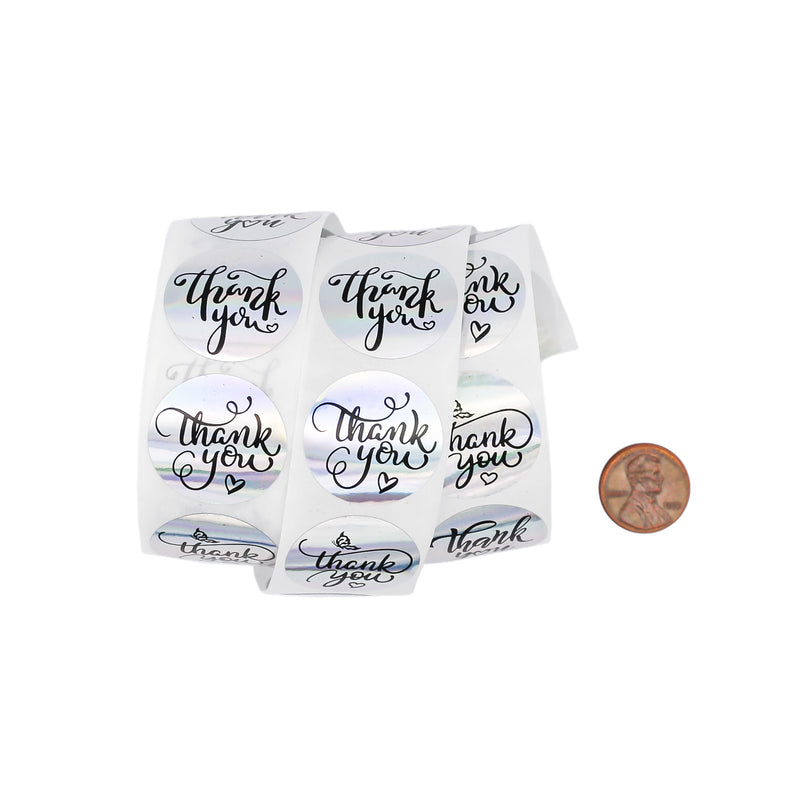 BULK 500 Rainbow Thank You Self-Adhesive Paper Gift Tags - Full Roll - TL157