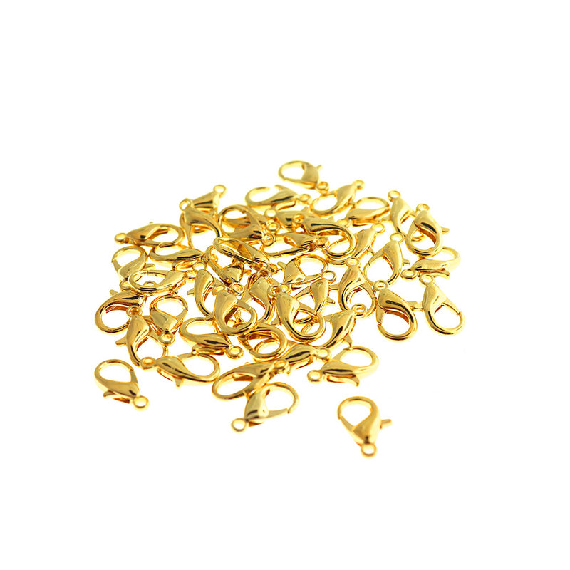 Gold Tone Lobster Clasps 16mm x 8mm - 15 Clasps - FF311