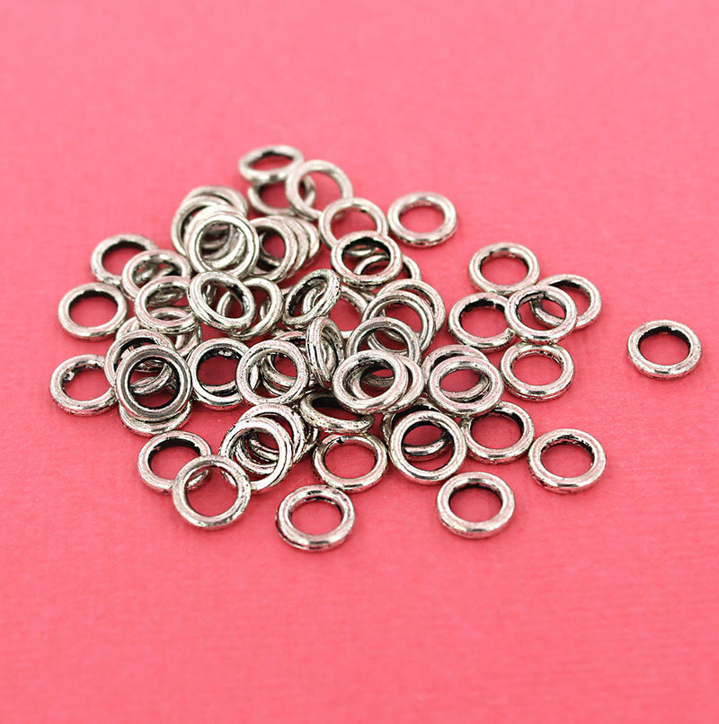 Antique Silver Tone Jump Rings 8mm x 1.6mm - Closed 14 Gauge - 50 Rings - J089