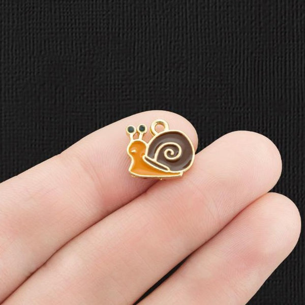 4 Snail Gold Tone Enamel Charms - E889