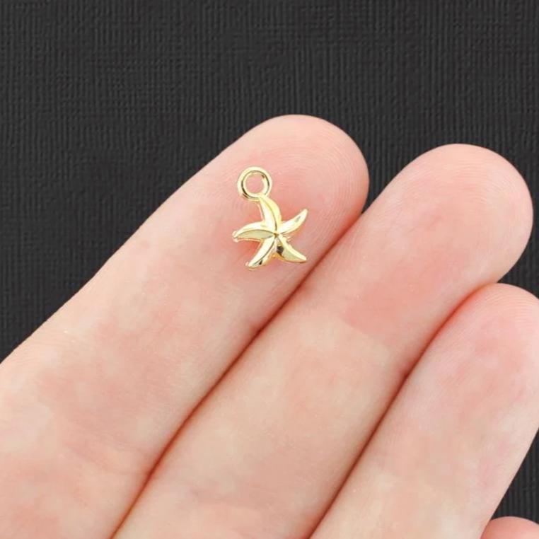 20 Starfish Gold Tone Charms 2 Sided - GC1403