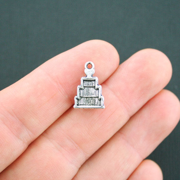 6 Wedding Cake Antique Silver Tone Charms - SC4987