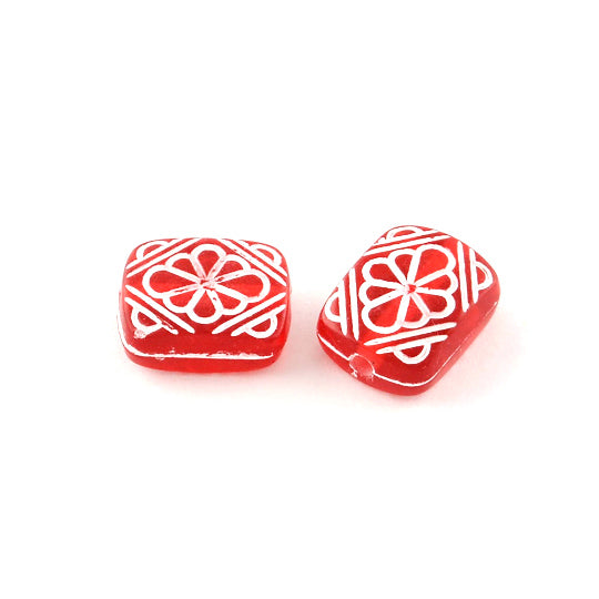 Assorted Acrylic Beads - Red Grab Bag - 50g 60-90 beads - BD1187