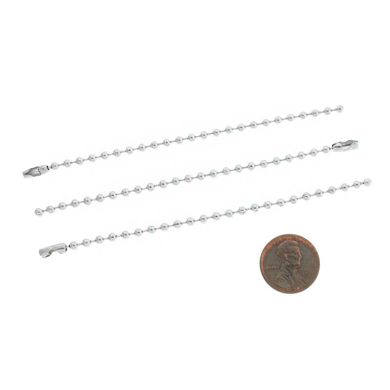 Stainless Steel Ball Chain Keychain 102mm - 2.8mm - 5 Keychains - FD1012